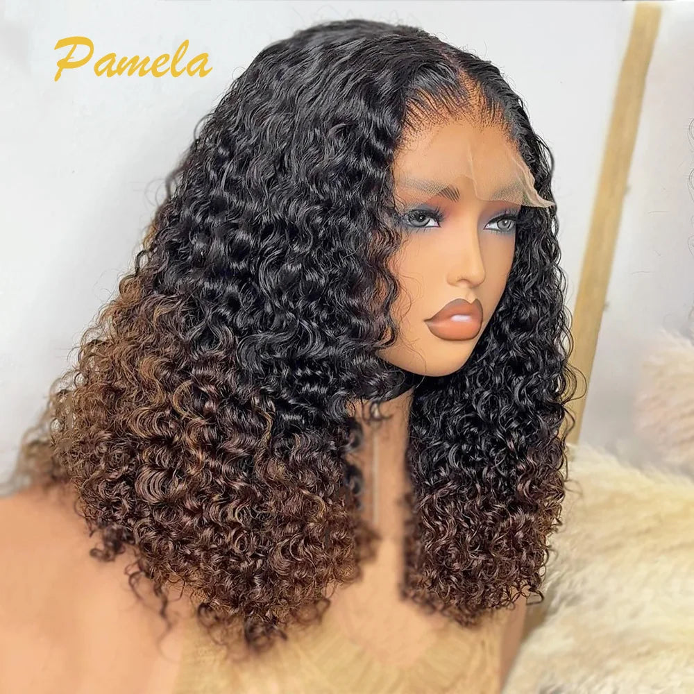 Maxy 250% High Density Blonde Glueless Short Curly Human Hair Wigs Princess Hair Ready To Wear 13x4 Lace Frontal Wigs Wear and Go