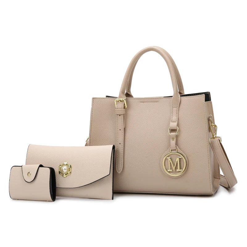 Maxy 3 Piece Or 1 Set Casual Tote Vintage Ladies Handbag PU Leather Luxury Handbags Women Designer Bags for Women Sac A Main Femme