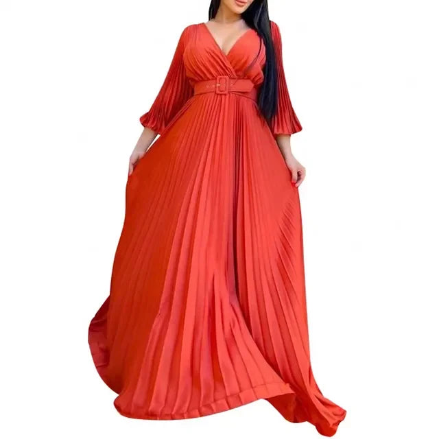 Amay Dress for Women Autumn Fashion Dashiki Solid Color 2 New Arrival Robe Elegant Party Maxy Dress