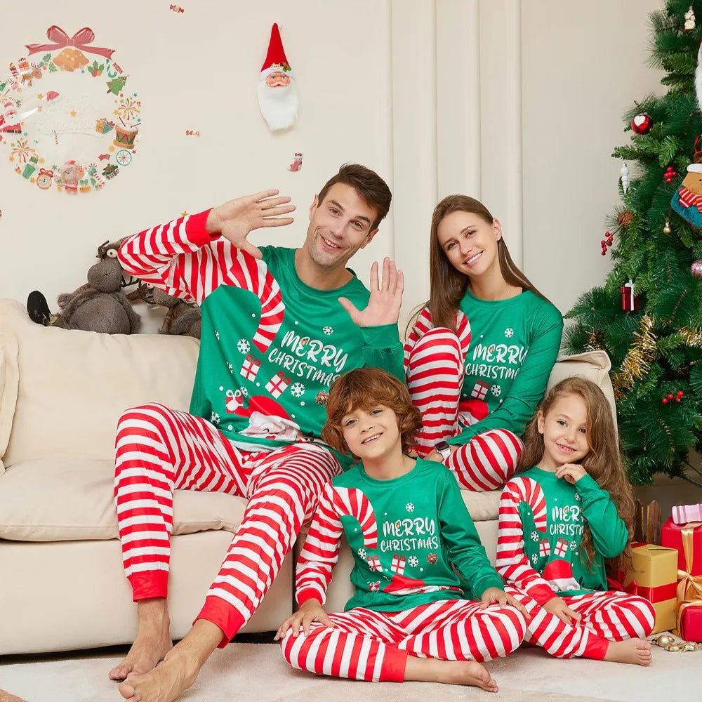 Maxy Christmas Family Matching Pajamas Nightwear Family Matching Outfits Xmas Sleepwear Long Sleeve Tops+Pants Pyjamas Set