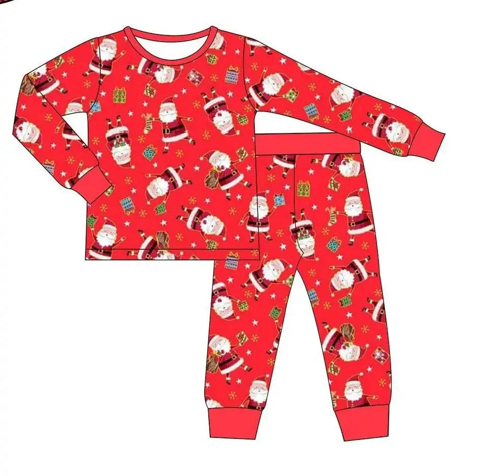 Maxy Boutique children's suit Christmas long-sleeved lace deer tree socks print girls dress boys' pajamas set baby zipper jumpsuit