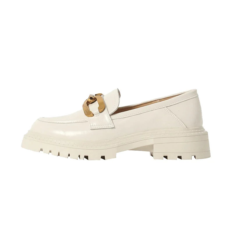 Amay Women Loafers Sneakers Spring New Genuine Leather Platform Shoes Women Casual British Style Female Penny Shoes