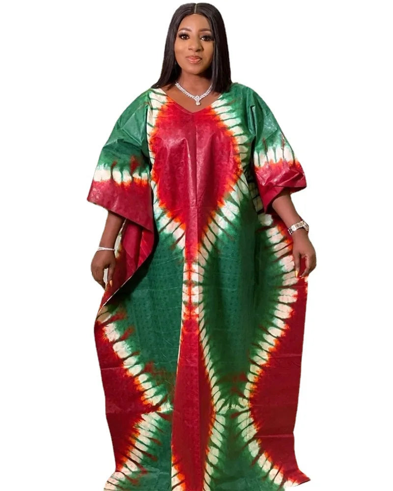 Amay S-5XL African Dresses for Women Spring Summer Africa Women Polyester Printing Plus Size Long Dress African Robes African Clothes