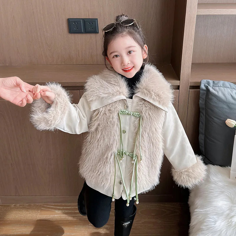 Sanrios Kuromi Anime Autumn Winter Coats Kid Velvet Thickened Pie Overcoming Cartoon Parka Jackets Girl Clothes Toddler Snowsuit