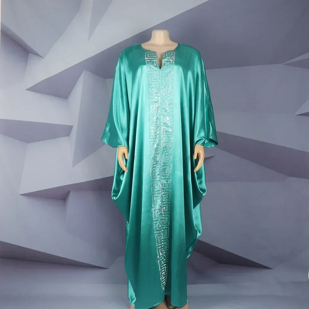 Maxy Customized Party Dresses For Women Traditional Clothing Dubai Dashiki Abaya Muslim Plus Size Bat Sleeve Maxy