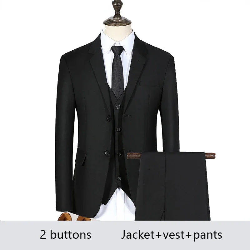 Amay High Quality Men Suits for Wedding 2 Pieces 3 Sets Blazers Elegant Formal Jackets Vest Pants Coats Full  Classic Costume