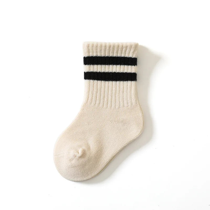 Maxy Children White Black Striped Sport Cotton Soft Tube School Ankle Short Socks for Baby Infant Toddler Kids Boys Girls Clothes