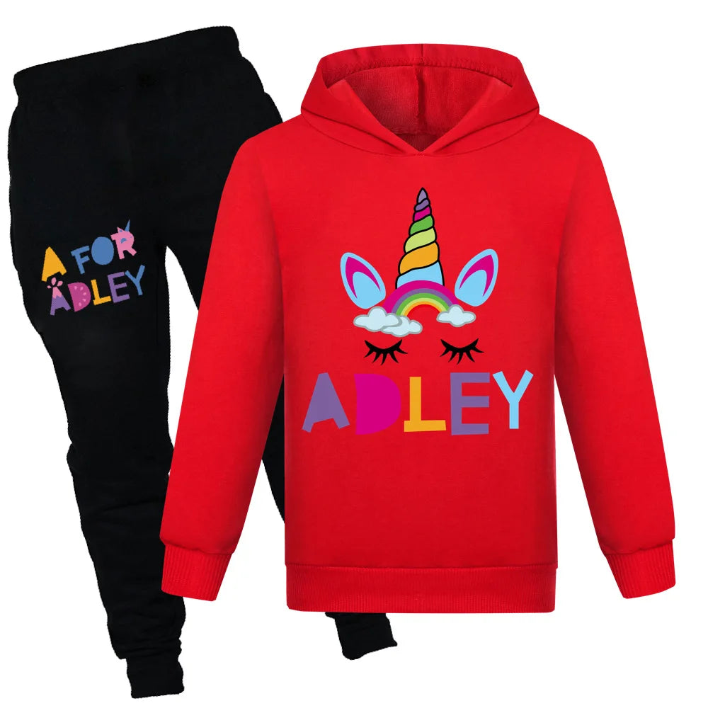 Maxy Children's Clothing A for Adley Girls Boys Clothes Sets Spring Fall Long Sleeve Sweatshirt+Pants Suits Baby 2pcs Girls Set