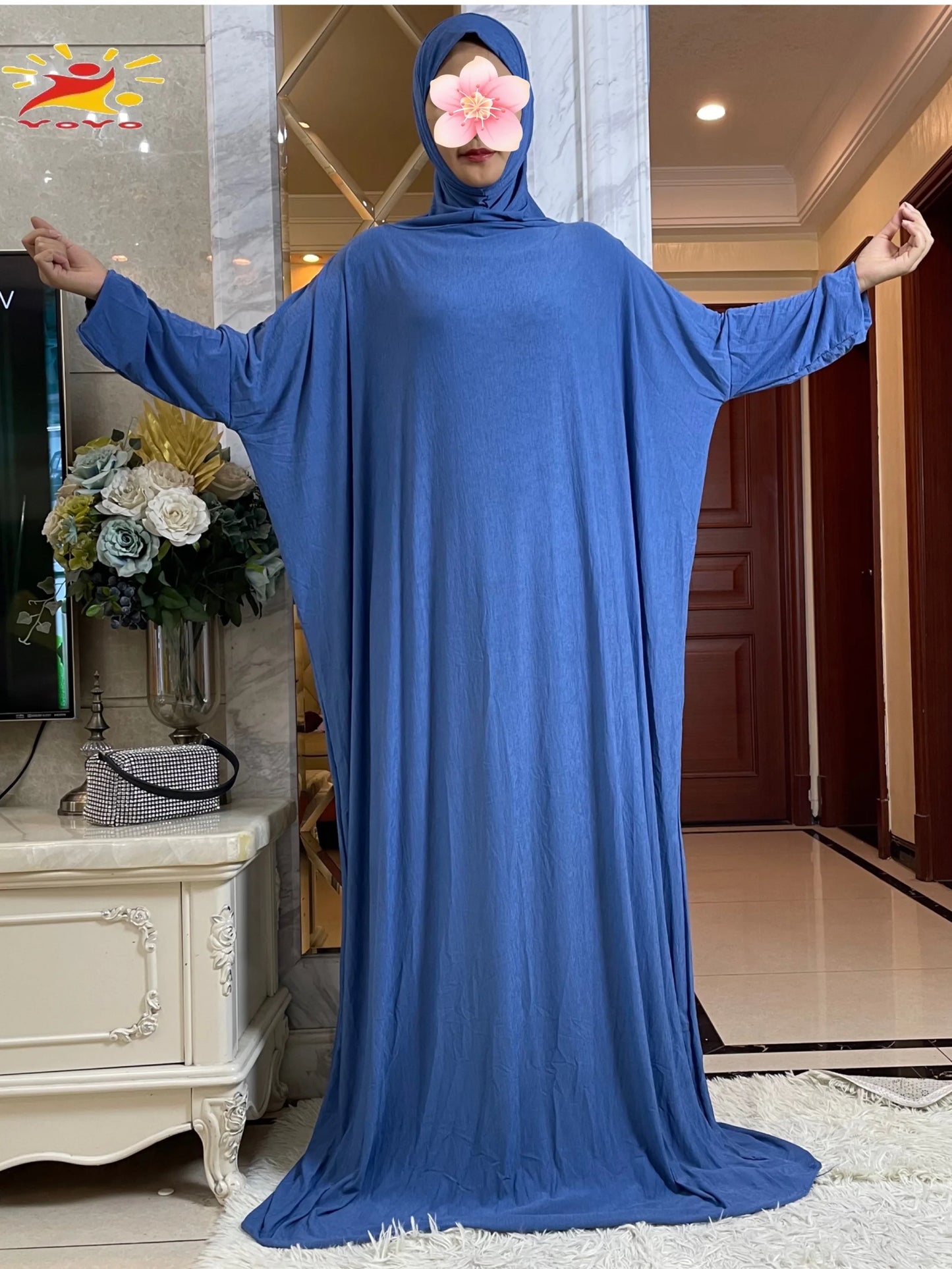 Maxy Muslim Women Hooded Abaya Turkey-African Prayer Garment Kaftan Dress With Hijab Floral Prints Dubai Saudi Robe Ramadan