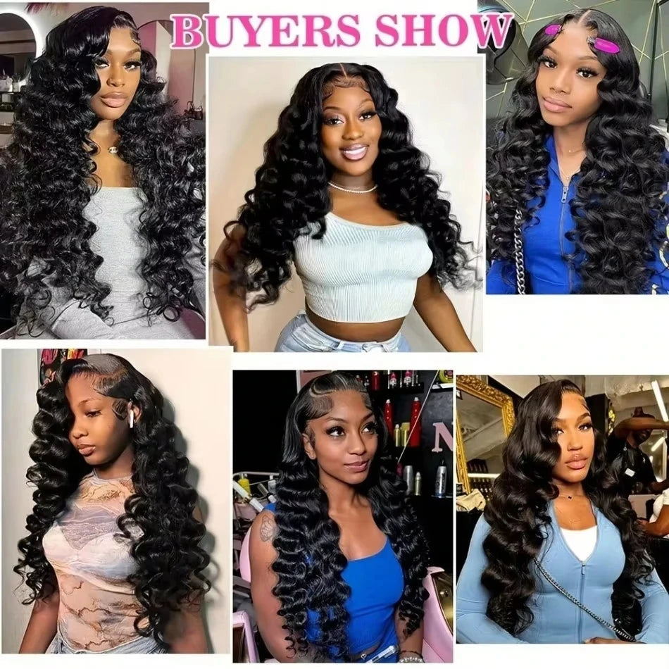 Maxy Wave Loose Deep Wave Wig 1B Black 13x6 HD Lace Human Hair Wig Pre Plucked Baby Hair Bleached Knots Brazilian Wigs Original