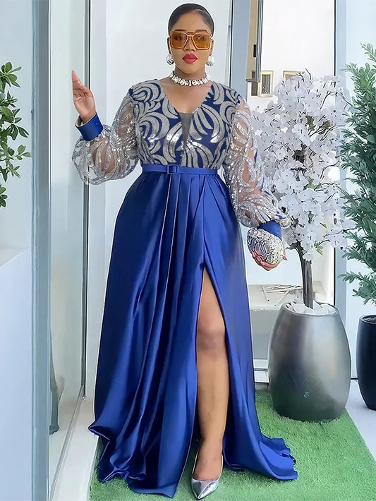 Amay Plus Size Evening Dresses for Women Luxury Gown Elegant Muslim Wedding Party Long Dress Ankara Ladies Clothing