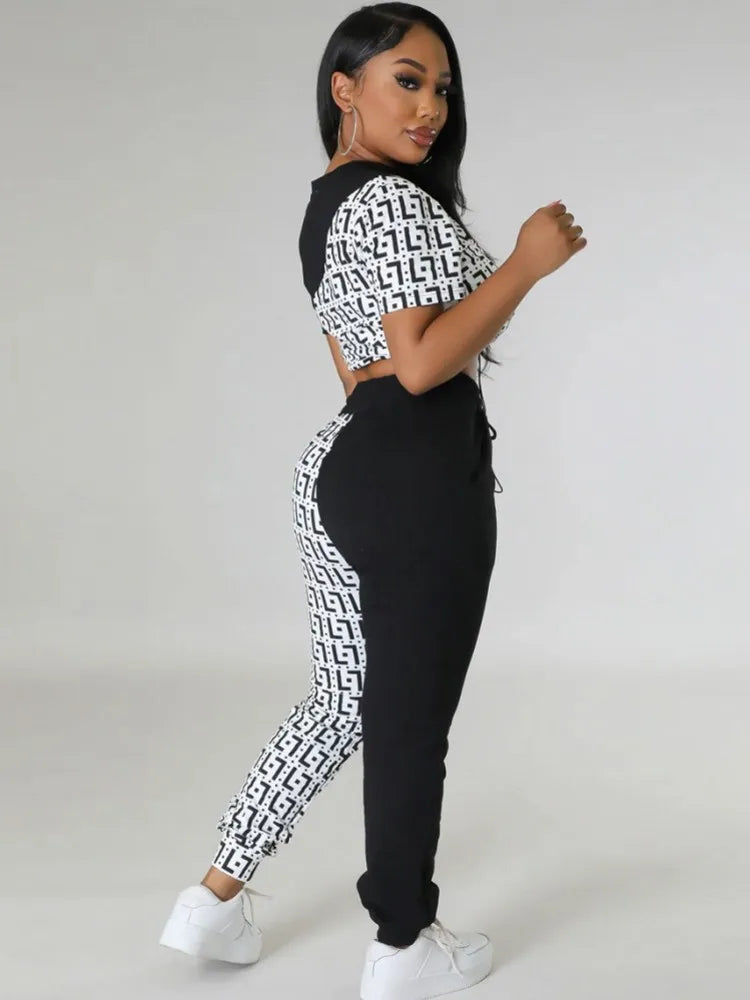 Maxy Two Piece Set Africa Clothes African New Dashiki Fashion Letter Print Suit Top And Trousers Pants Party For Women Outfits