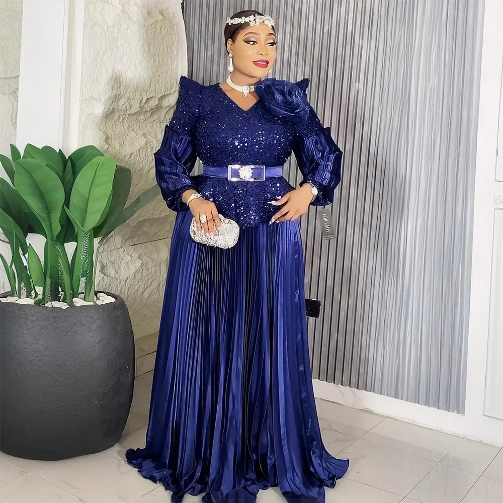 Amay Plus Size Evening Dresses for Women Luxury Solid Gown Elegant Turkey Wedding Party Long Dress Ankara Ladies Clothing