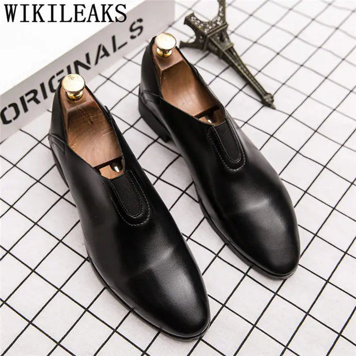 Amay Loafers Men Dress Shoes Leather Italian Office Shoes Men Formal Brand Wedding Shoes Men Elegant Coiffeur Sepatu Slip On Pria