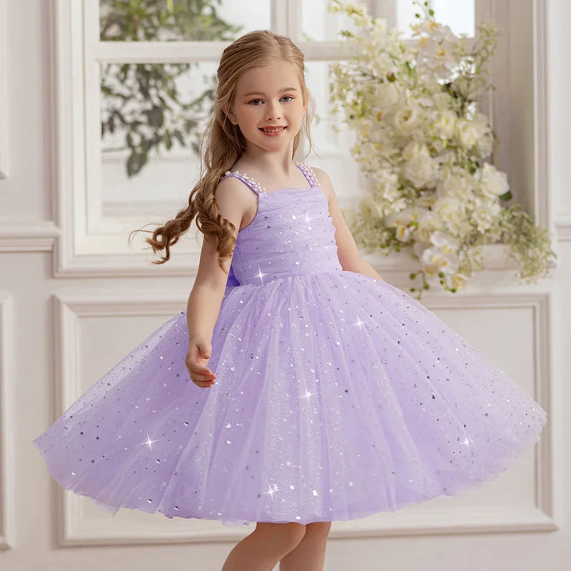 Maxy Girls Party Dress kids Elegant White Bridesmaid Dresses Wedding Prom Gown Birthday Party Luxury Evening Dress For Little Girls