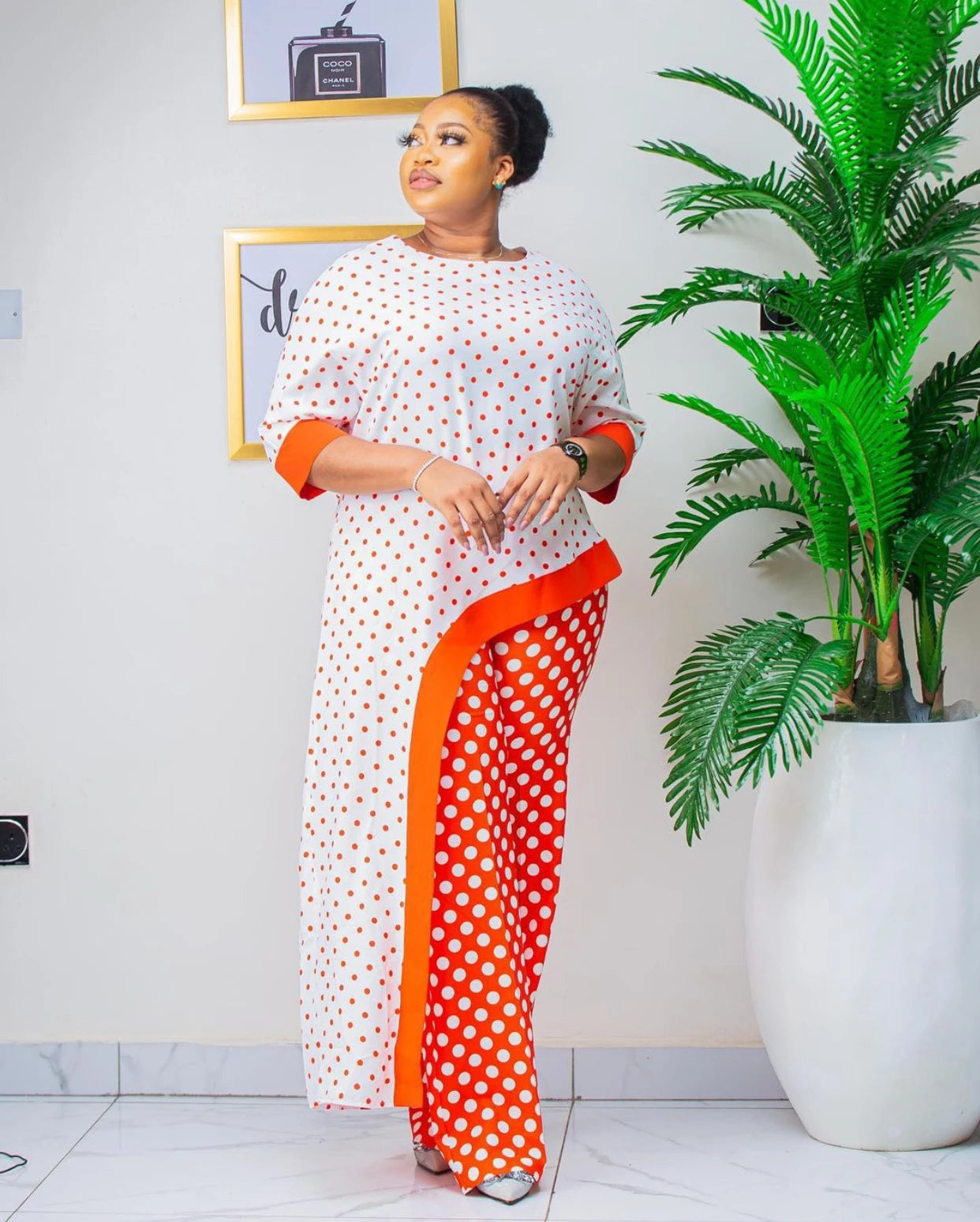 Maxy 2 Piece Set Women Africa Clothes African New Fashion Two Piece Suit Long Tops + Wide Pants Party Plus Size For Lady