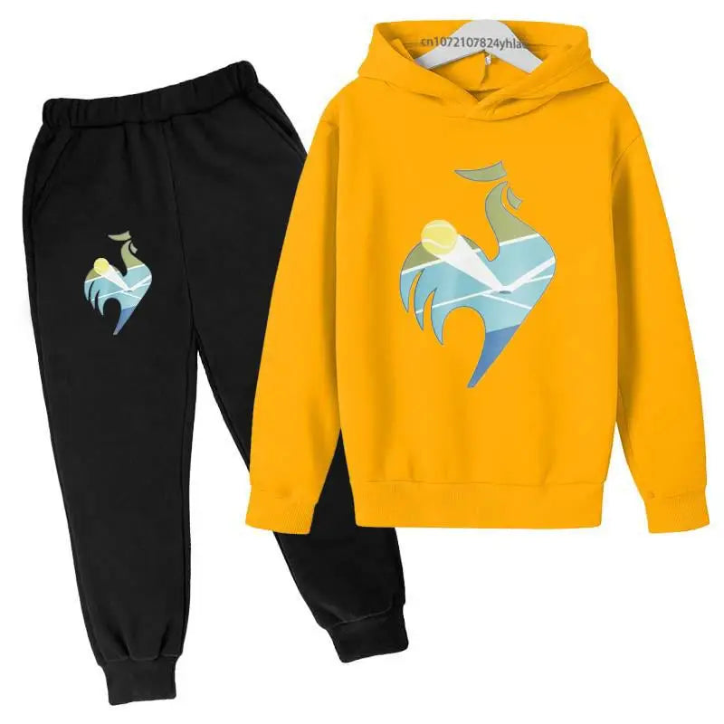 Maxy Kids Hoodie Rooster Sweatshirt Top + Pants 2p Coat Boys Girls Preschool 3-12y Beautiful Girls Sunshine Sports Casual Suit