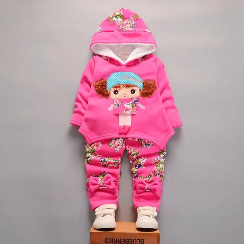 Maxy 2024 New Baby Boys Girls Christmas Cartoon Winter Hooded Plush Warm Vest Coat+Sweatshirt+Pants 3Pcs Infant Children Sports Suit