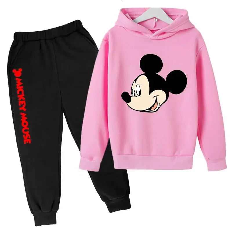 Minnie Mouse Clothes Set For Baby Girls With Autumn Winter Suit Mickey Mouse Toddler Kid Hoodies Set Infant Boy Clothing