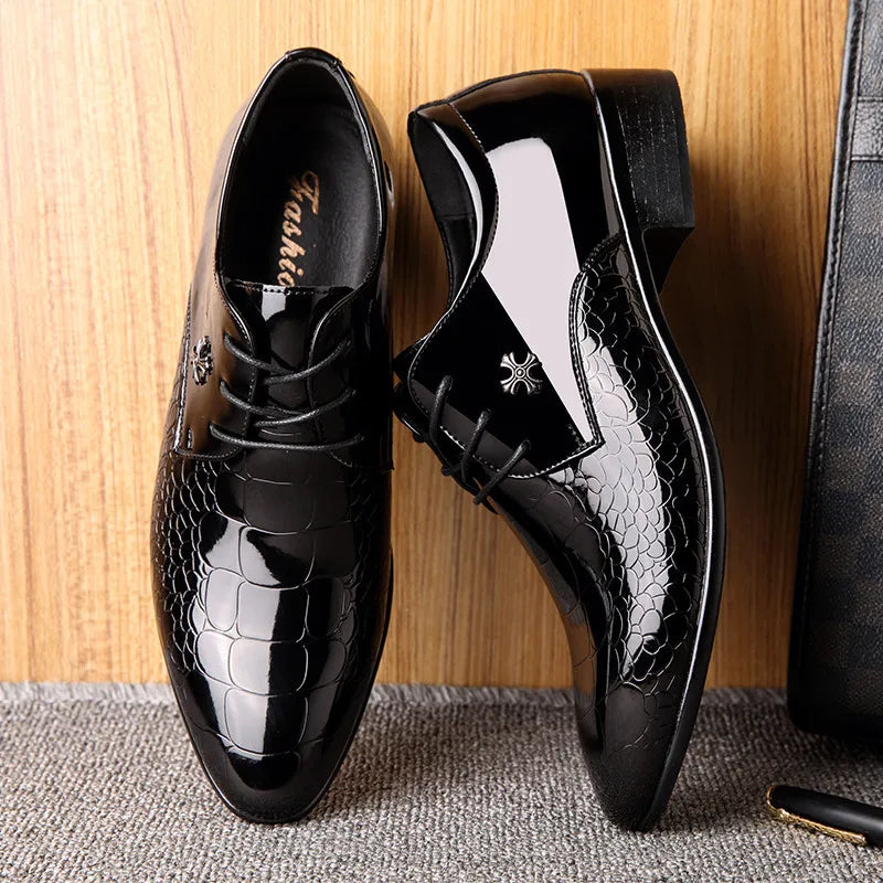 Maxy Newest oxford shoes for men luxury patent leather wedding shoes pointed toe dress shoes classic derbies plus size 38-48