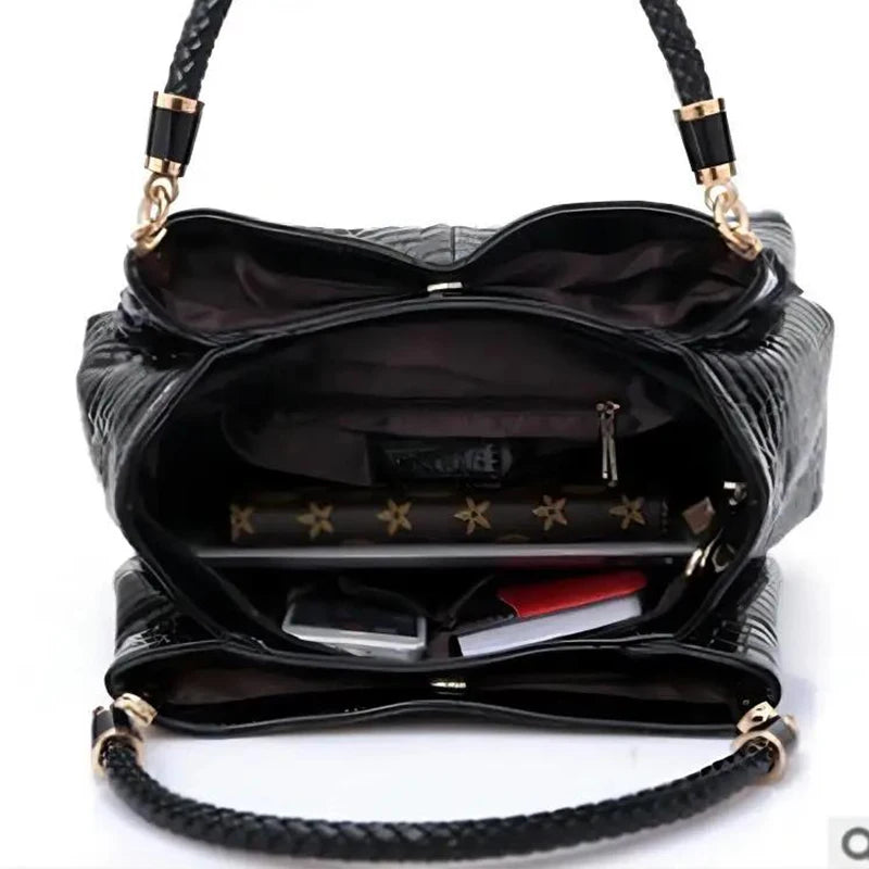 Maxy Women's Bag Large Capacity Tote Daily Commute Women's Shoulder Bag Crocodile Print Bright Face Handbag Shopping