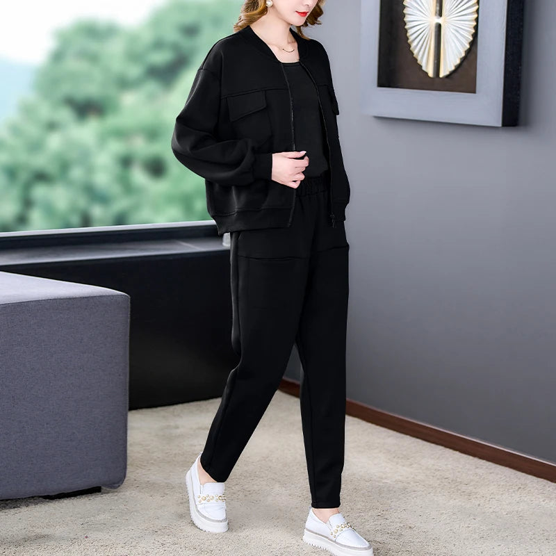 Maxy Spring Autumn Thin Women's Blazers Long Pants 2 Piece Set Korean Office Lady Casual Loose Suit Jacket Trousers Outfits Pantsuits