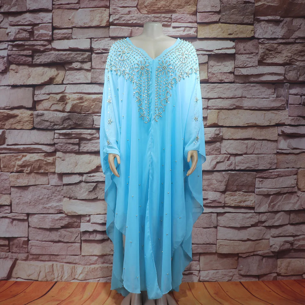 Maxy Abaya Kaftan Dubai Beaded Maxy Dress Inner Set Bat Sleeve Kaftan Muslim Women Boubou Arab Robe Gown