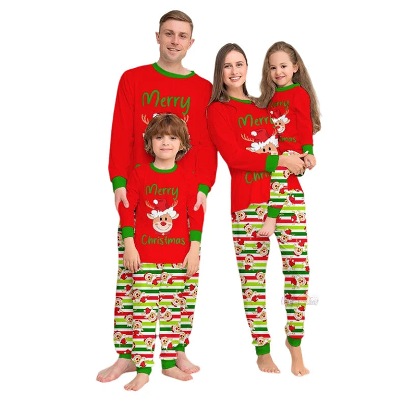 Xmas Matching Pajamas Family Outfits Set Deer Printed 2025 Christmas Family Look Same Adult Kids Mother And Daughter Dog Clothes