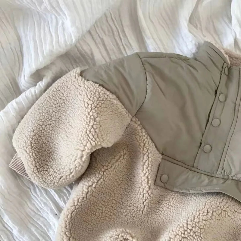 Maxy Fashion Baby Girl Boy Fleece Jacket Patchwork Infant Toddler Child Warm Winter Coat Kid Sheep Like Outwear Baby Clothes 1-7Y