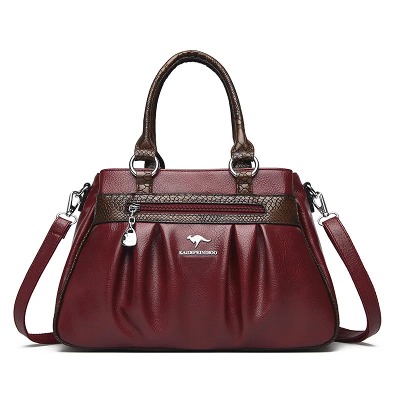 Maxy Three Layers Luxury Casual Tote Women Bag High Quality Leather Ladies Hand Bags for Women Big Shoulder Crossbody Bags Sac A Main