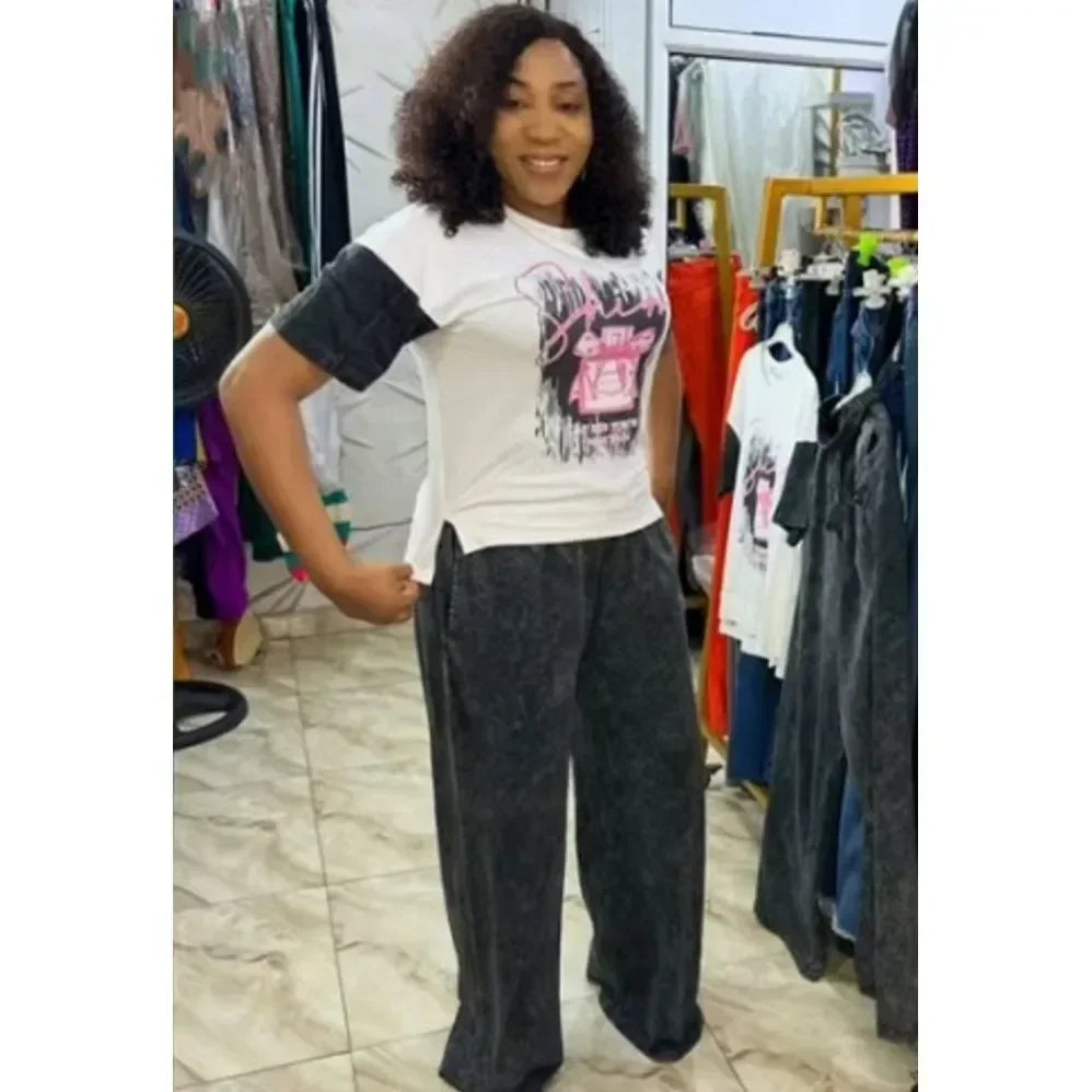 Maxy 2 Piece Women Sets Dashiki African New Arrival Spring Summer Matching Sets Two Pieces Sets Top Pants Suits Outfits Clothing