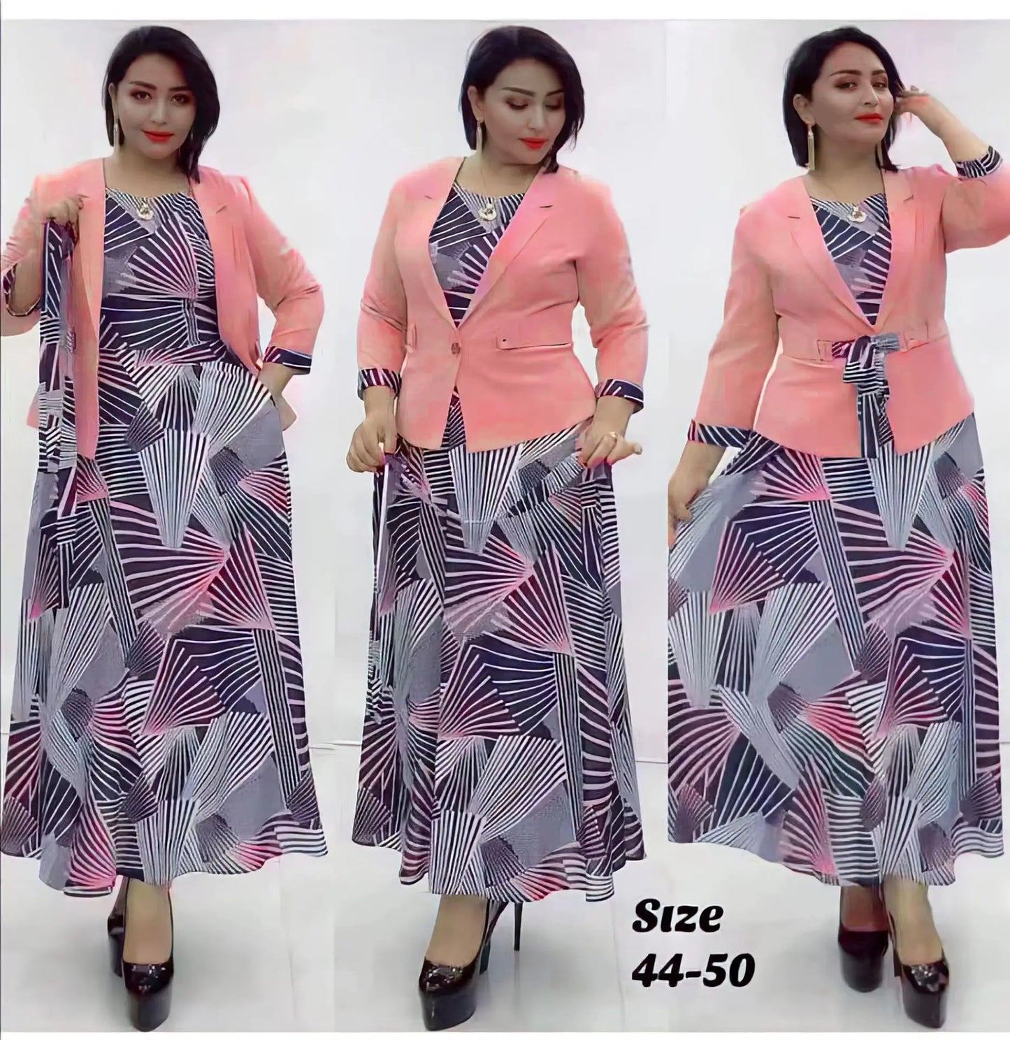 Maxy 2 Piece Set Africa Clothing Elegant African Dresses for Women Plus Size Office Party Maxy Dress with Coat Dashiki Ankara Outfits