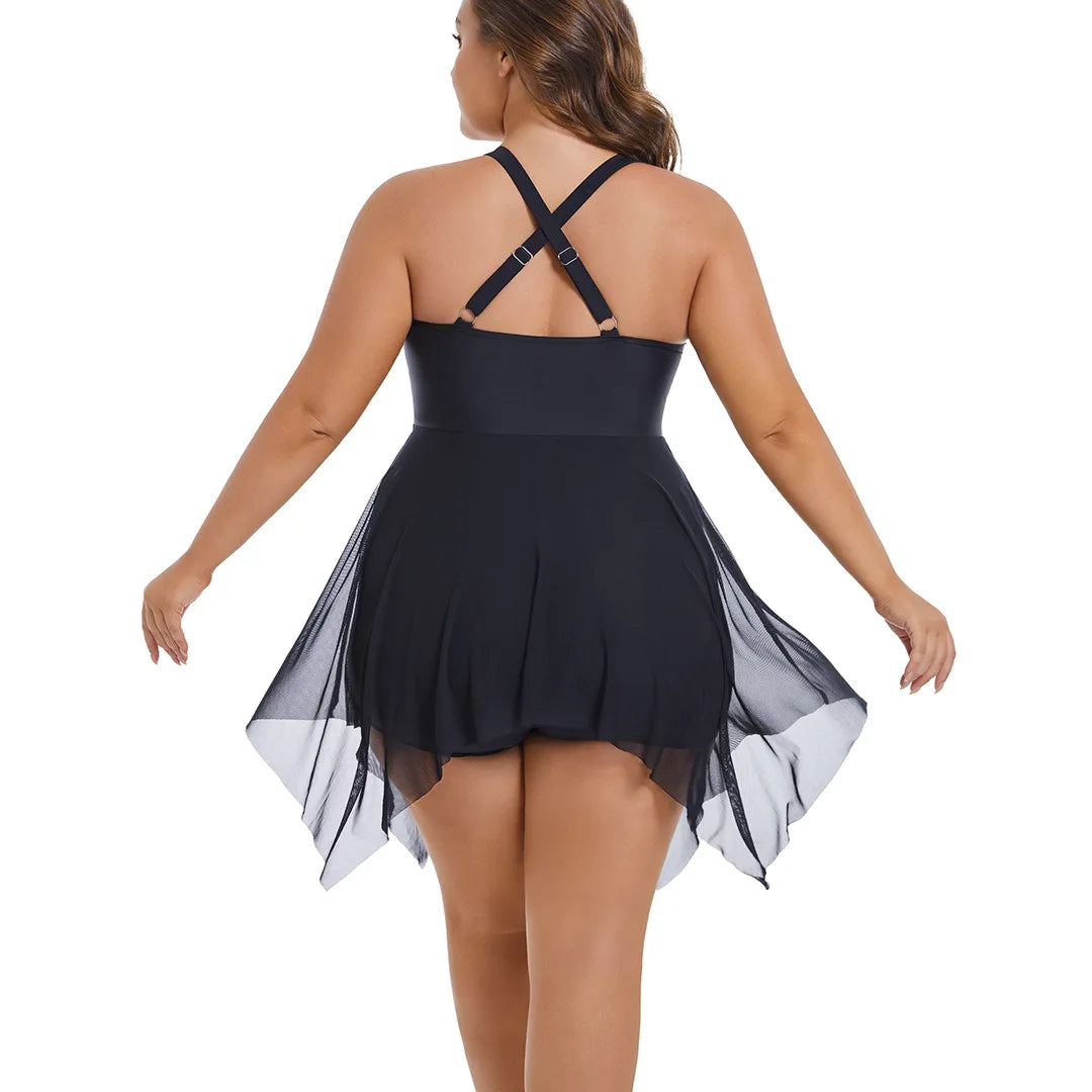 Maxy Plus Size One Piece Swim Dress Swimsuits For Women Swimwear Tummy Control Swimdress Skirt Bathing Suit