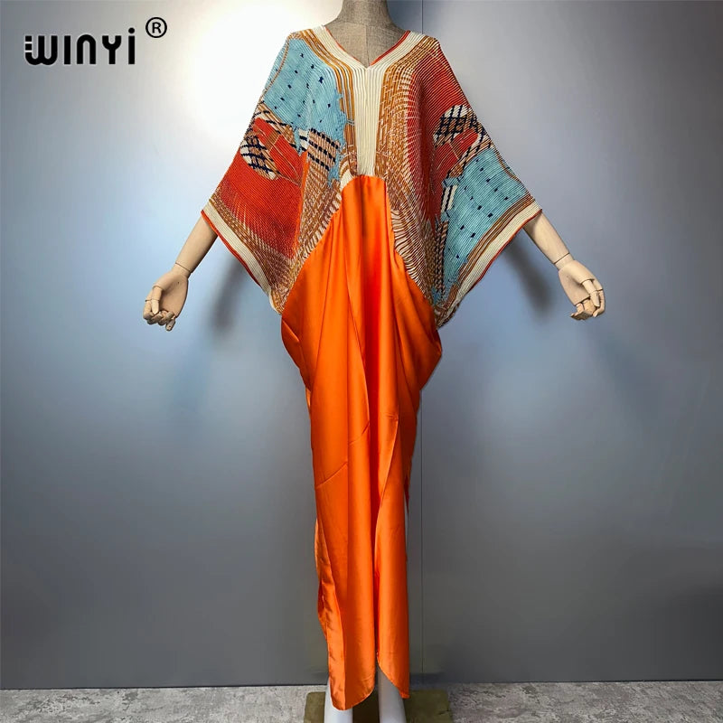 Maxy Pleated Elastic loose dress holiday beach cover up Maxy kaftan abaya dubai luxury party dresses boho woman clothing Caftan