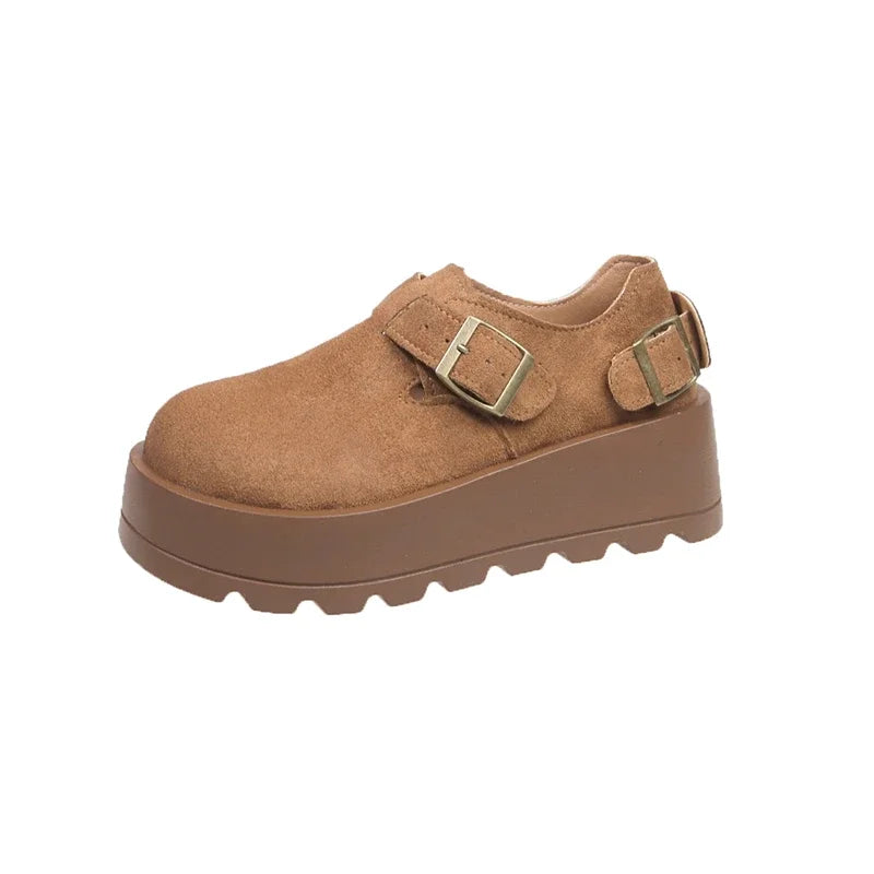 Maxy Women Hot Selling Classic Platform Shoes New Trend Brand Designer Casual Sneakers 5cm Height Increasing Flat Suede Loafers