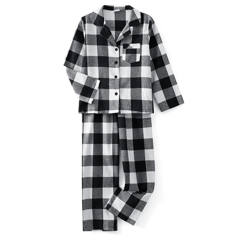 Maxy Christmas Family Pajamas Matching Set Long Sleeve Shirt with Pants Plaid Sleepwear Loungewear