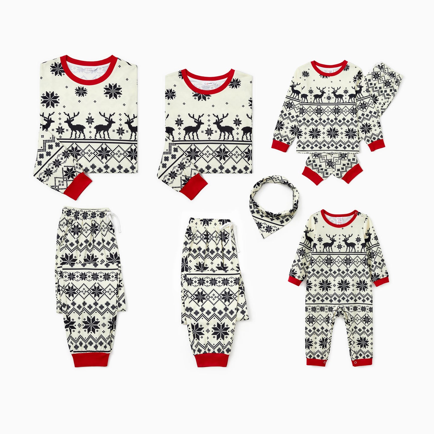 PatPat Christmas Pajamas Family Matching Outfits Snowflake/Reindeer Pattern Sets( Flame Resistant )