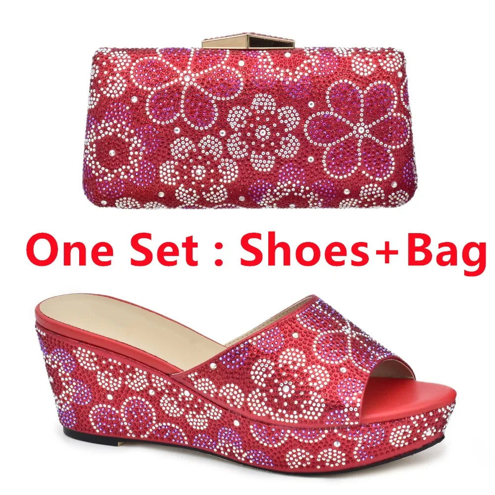Maxy New Arrival High Quality Women Shoes and Bags To Match Set Italy Shoes and Matching Purse for Women Party Summer Shoes Big Size