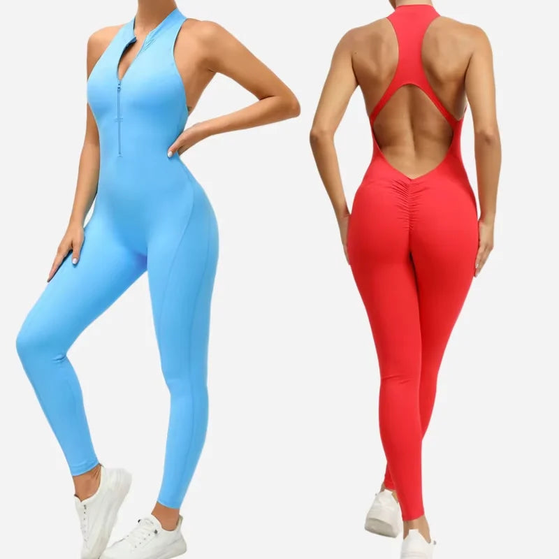 Seamless Yoga Set Jumpsuits One-Piece Zipper Sports Fitness Female Gym Fitness Beauty Back Running Training Tracksuits for Women