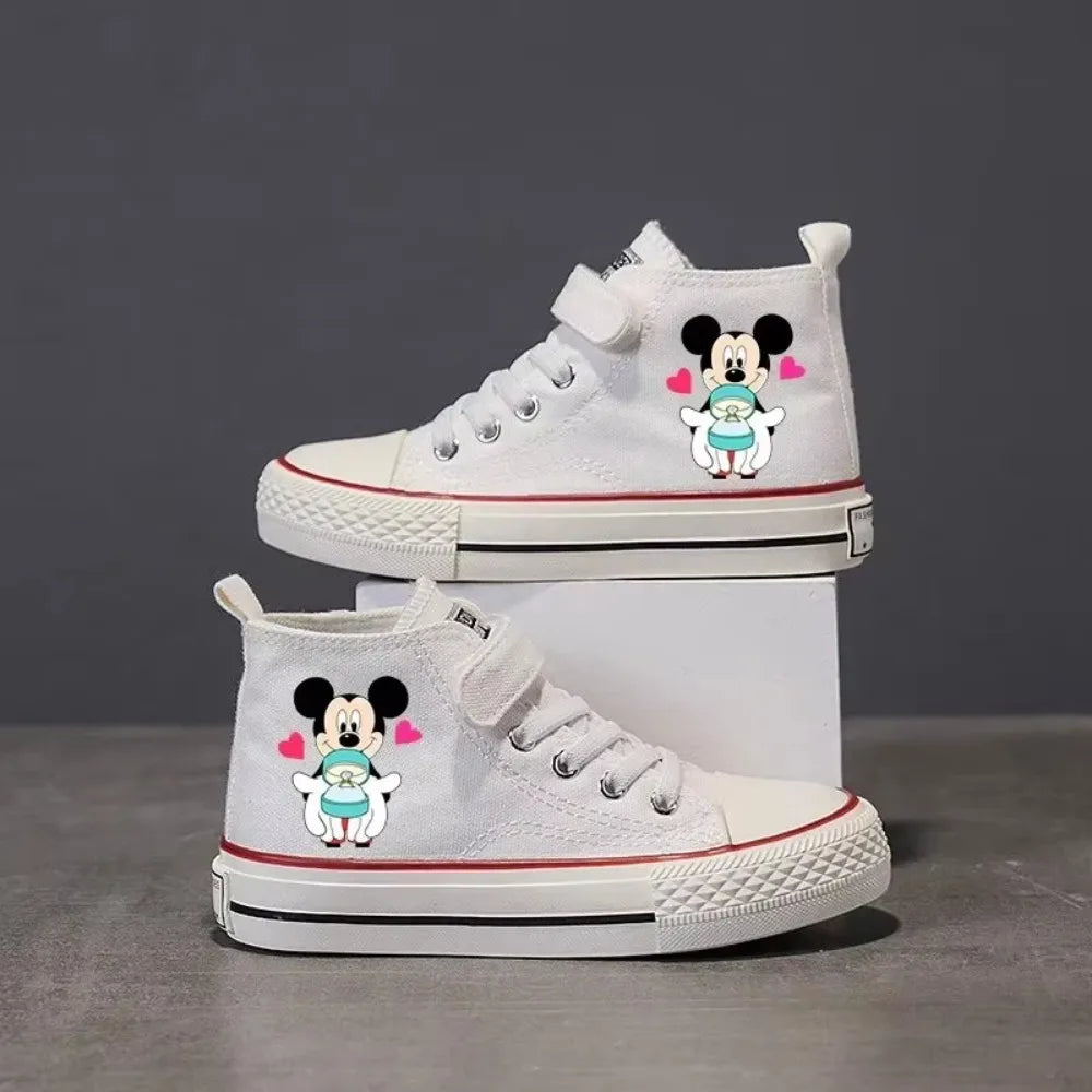 Maxy Girl Boys Kids Shoes Love Mickey Mouse Clubhouse Disney High-top Low Canvas shoes Casual Cartoon comfort Children Print Shoes 22