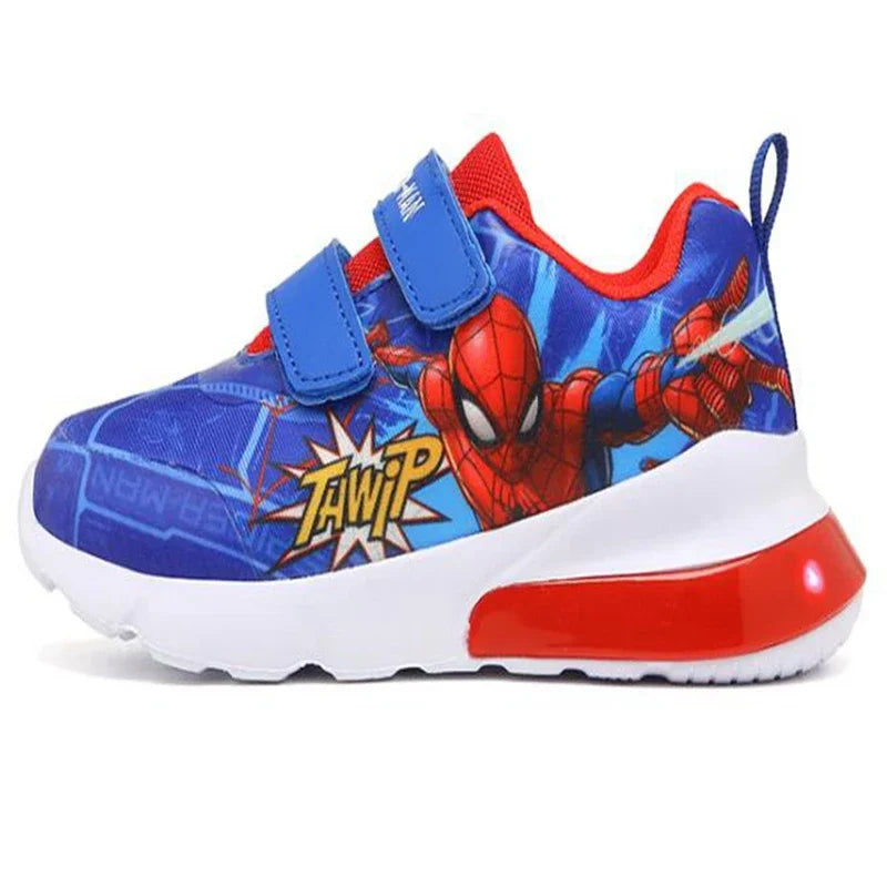 Maxy New Cartoon Spiderman Baby Girls Casual Shoes Boys Led Light Up Sneakers Kids Spring Autumn Toddler Flat Running Sport Shoes