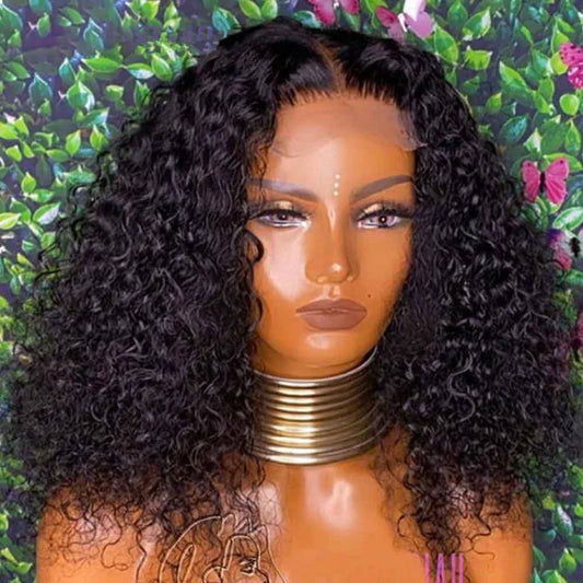 Maxy Glueless 180 Density Kinky Curly Short Bob Lace Front Wig for Black Women Preplucked BabyHair Long Heat Resistant Daily Cosplay