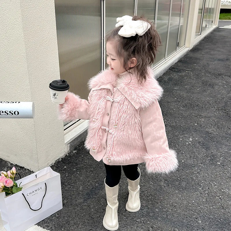 Sanrios Kuromi Anime Autumn Winter Coats Kid Velvet Thickened Pie Overcoming Cartoon Parka Jackets Girl Clothes Toddler Snowsuit