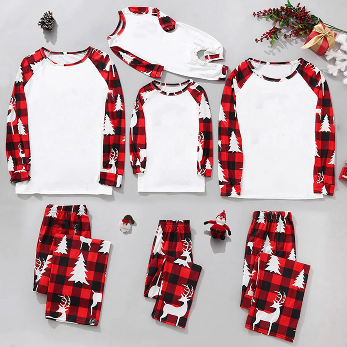 Maxy Christmas Family Matching Outfits Mom Dad Kids 2 Pieces Pajamas Set Baby Rompers Casual Loose Sleepwear Xmas Family Look Pyjamas