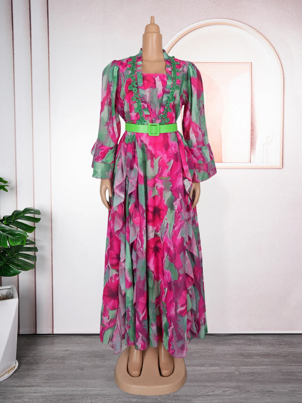 Maxy Plus Size African Party Dresses for Women New Summer Fashion Print Wedding Evening Gown Elegant Turkey Muslim Maxy Dress