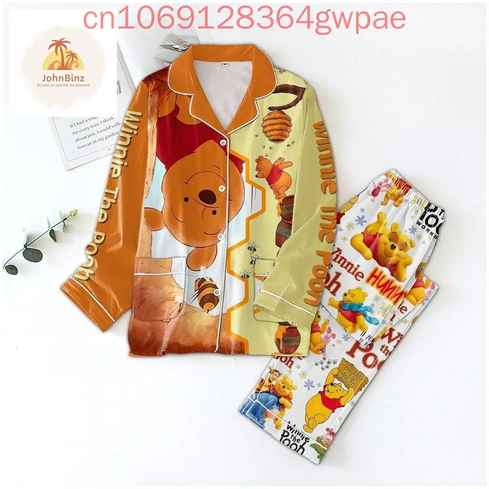 New Disney Winnie the Pooh Christmas Max Pajama Set 3d Printed Pooh Bear Holiday Casual Men's Women's Long Sleeve Shirt Pajama Set