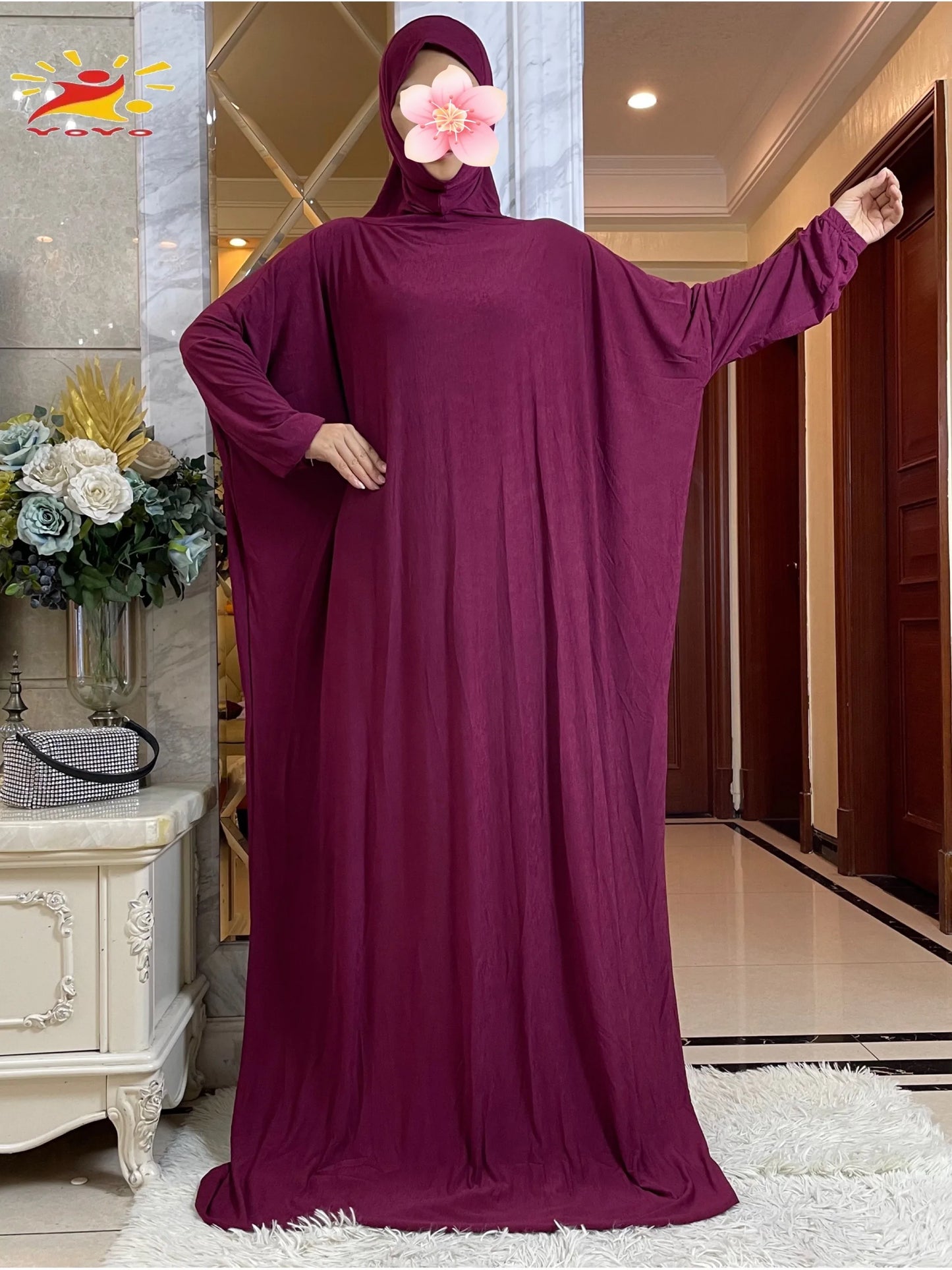 Maxy Muslim Women Hooded Turkey-African Prayer Garment Kaftan Dress With Hijab Floral Prints Dubai Saudi Robe Ramadan