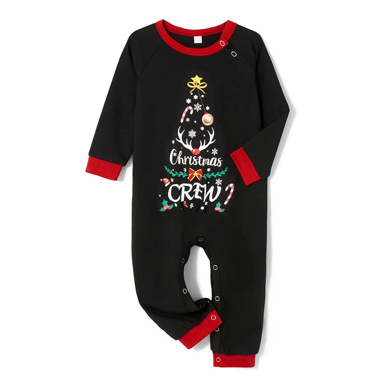 Maxy Family Matching Christmas Pajamas Loungewear Set Long Sleeve Tree Graphic Tops+Elastic Waist Pants Holiday Sleepwear
