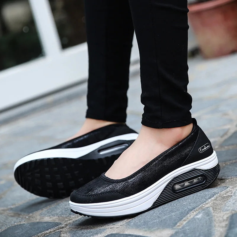 Maxy Women Sneakers Flats Loafers Sweet Shallow Comfort Moccasins Slip-on PU Platform Ballet Ladies Vulcanized Shoes New