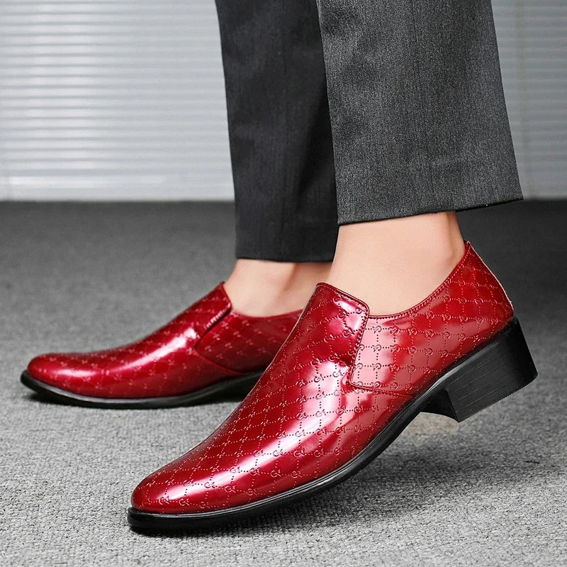 Amay New Trendy Men Fashion Popular Oxford Red White Black Male Formal Dress Shoes Designer Brand Italian Gentleman Wedding Shoes